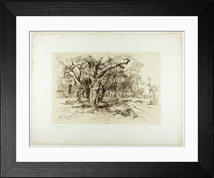 Framed Print : Mulford's Orchard, Easthampton, 1883. Creator: Thomas Moran