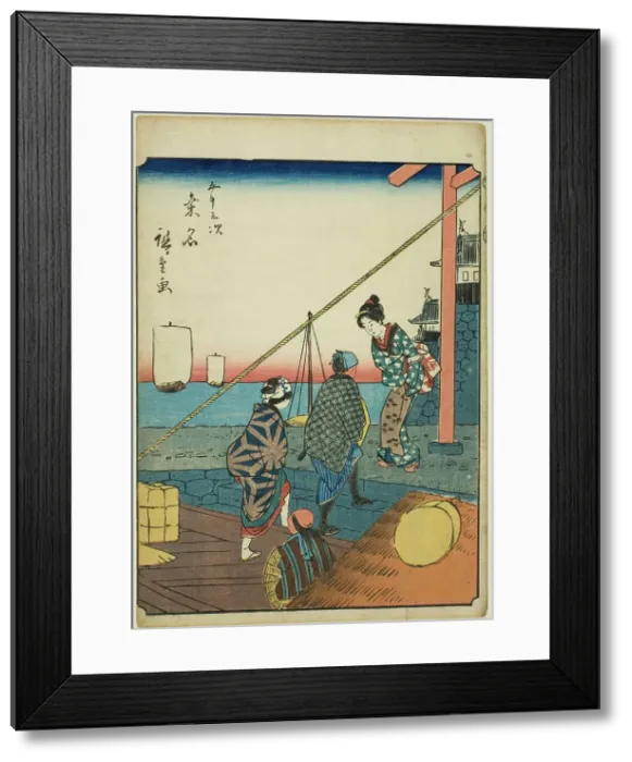 Framed Print : Kuwana, from the series Fifty-three Stations [of the Tokaido] (Gojusan tsugi), also known...1852. Creator: Ando Hiroshige. Kuwana, from the series Fifty-three Stations [of the Tokaido] (Gojusan tsugi), also known...1852