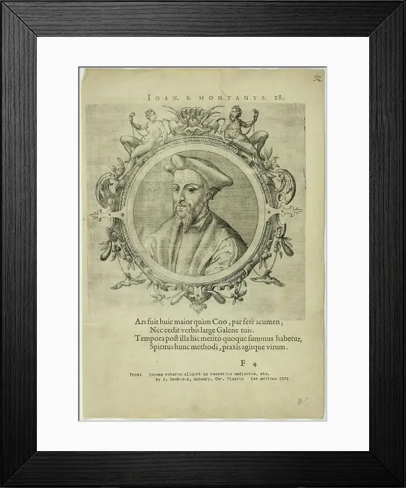Framed Print : Portrait of Joan B. Montanus, published 1574. Creators: Unknown, Johannes Sambucus Framed Print : Portrait of Joan B. Montanus, published 1574. Creators: Unknown, Johannes Sambucus