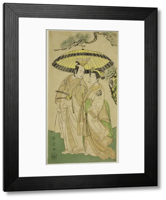 Framed Print : The Actors Arashi Hinaji I (right), and Ichikawa Komazo II (left), as Princess Sakura... c. 1769. Creator: Shunsho Framed Print : The Actors Arashi Hinaji I (right), and Ichikawa Komazo II (left), as Princess Sakura... c. 1769. Creator: Shunsho