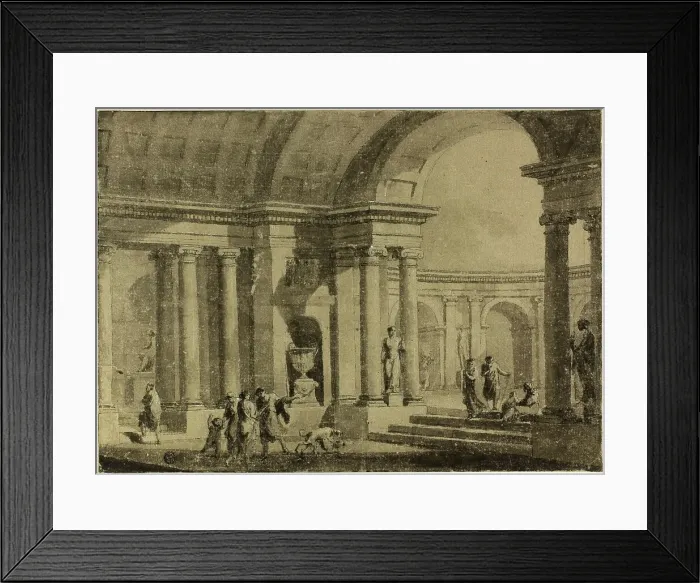 Framed Print : Classical Portico with Figures in Ancient Dress, n.d. Creators: Antonio Zucchi, Hubert Robert Framed Print : Classical Portico with Figures in Ancient Dress, n.d. Creators: Antonio Zucchi, Hubert Robert