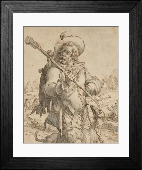 Framed Print : A Huntsman with a Dead Hare and a Dog (Study for Terra'), 1590 / 95. Creator: Jacques de Gheyn II Framed Print : A Huntsman with a Dead Hare and a Dog (Study for Terra'), 1590 / 95. Creator: Jacques de Gheyn II
