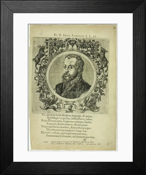 Framed Print : Portrait of Dr. Joan Sambuco, published 1574. Creators: Unknown, Johannes Sambucus Framed Print : Portrait of Dr. Joan Sambuco, published 1574. Creators: Unknown, Johannes Sambucus
