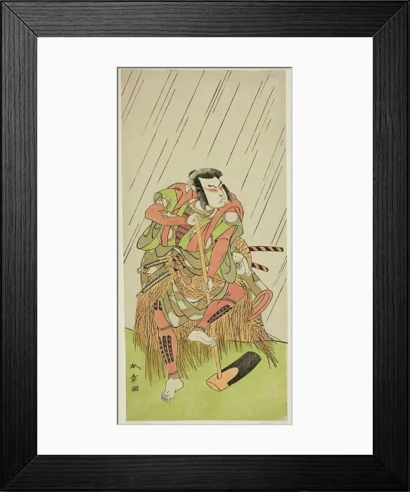 Framed Print : The Actor Onoe Matsusuke I as Nakaomi Katsumi Disguised as the Farmer Datta no Nizo, in... c. 1773. Creator: Shunsho Framed Print : The Actor Onoe Matsusuke I as Nakaomi Katsumi Disguised as the Farmer Datta no Nizo, in... c. 1773. Creator: Shunsho