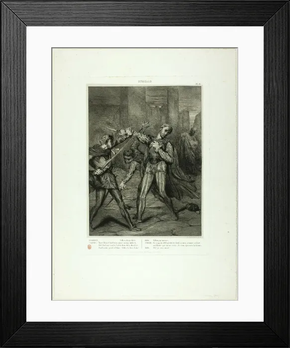 Framed Print : Villain, Thou Diest, plate ten from Othello, 1844. Creator: Theodore Chasseriau Framed Print : Villain, Thou Diest, plate ten from Othello, 1844. Creator: Theodore Chasseriau