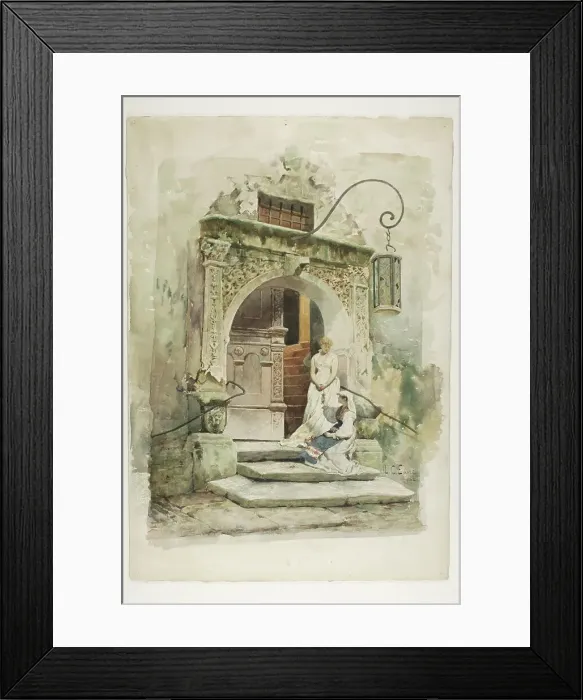 Framed Print : Two Women in a Doorway, 1882. Creator: Lawrence Carmichael Earle Framed Print : Two Women in a Doorway, 1882. Creator: Lawrence Carmichael Earle