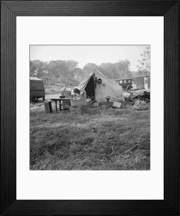 Framed Print : American River camp, Sacramento, 1936. Creator: Dorothea Lange Framed Print : American River camp, Sacramento, 1936. Creator: Dorothea Lange