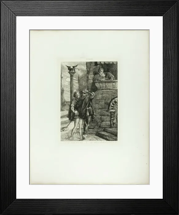 Framed Print : Owake! what ho! Brabantio! thieves! thieves!, plate one from Othello, 1844. Creator: Theodore Chasseriau Framed Print : Owake! what ho! Brabantio! thieves! thieves!, plate one from Othello, 1844. Creator: Theodore Chasseriau