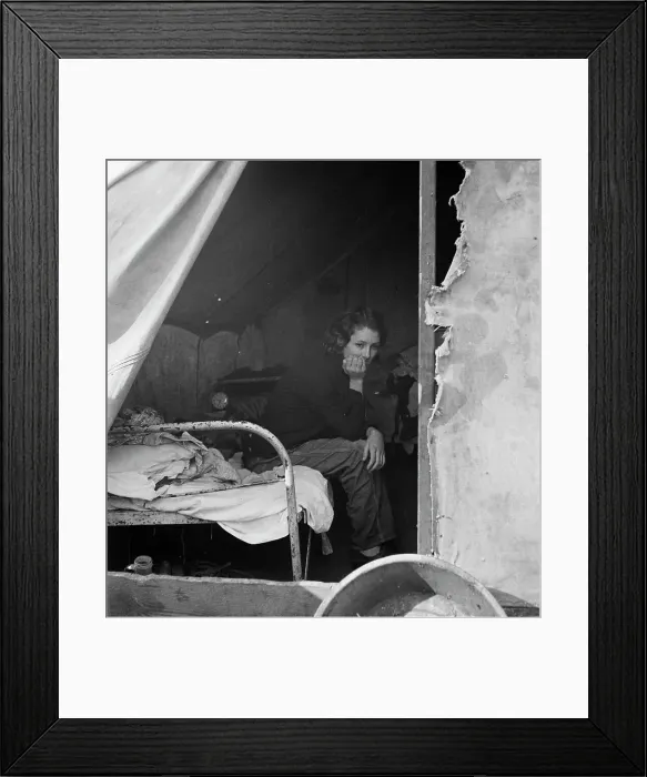 Framed Print : Daughter of migrant Tennessee coal miner, living in the American River Camp... CA, 1936. Creator: Dorothea Lange Framed Print : Daughter of migrant Tennessee coal miner, living in the American River Camp... CA, 1936. Creator: Dorothea Lange
