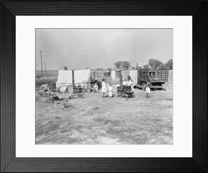Framed Print : Wife and five children of migratory fruit worker, American River camp on...Sacramento, CA, 1936. Creator: Dorothea Lange Framed Print : Wife and five children of migratory fruit worker, American River camp on...Sacramento, CA, 1936. Creator: Dorothea Lange