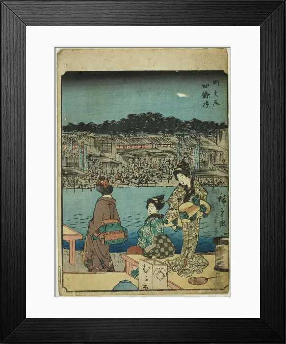 Framed Print : Kyoto: Evening Cool at Shijo (Onajiku taibi, Shijo suzumi), from the series Fifty-three S... 1852. Creator: Ando Hiroshige. Kyoto: Evening Cool at Shijo (Onajiku taibi, Shijo suzumi), from the series Fifty-three S... 1852 Framed Print : Kyoto: Evening Cool at Shijo (Onajiku taibi, Shijo suzumi), from the series Fifty-three S... 1852. Creator: Ando Hiroshige. Kyoto: Evening Cool at Shijo (Onajiku taibi, Shijo suzumi), from the series Fifty-three S... 1852