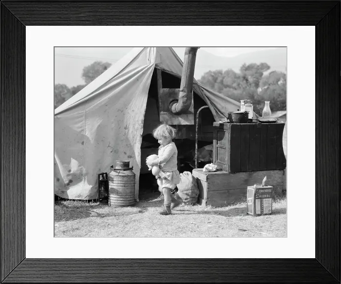 Framed Print : Child of migratory worker, American River camp near Sacramento, California, 1936. Creator: Dorothea Lange Framed Print : Child of migratory worker, American River camp near Sacramento, California, 1936. Creator: Dorothea Lange