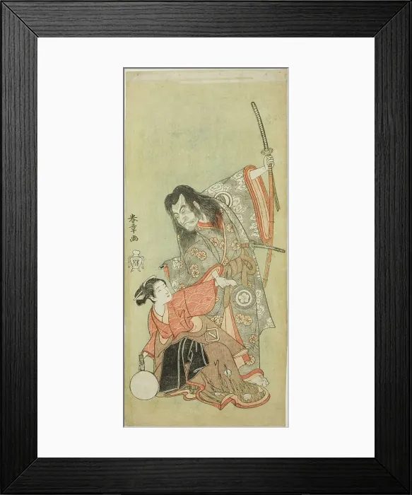 Framed Print : The Actors Sawamura Sojuro II as the priest Shunkan and Azuma Tozo II as Oyasu in the... c. 1768. Creator: Shunsho Framed Print : The Actors Sawamura Sojuro II as the priest Shunkan and Azuma Tozo II as Oyasu in the... c. 1768. Creator: Shunsho