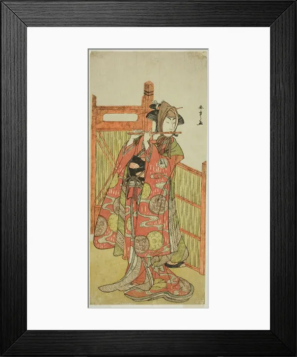 Framed Print : The Actor Segawa Kikunojo III as Kojoro-gitsune Disguised as the Florist Okiku in the P... c. 1780. Creator: Shunsho Framed Print : The Actor Segawa Kikunojo III as Kojoro-gitsune Disguised as the Florist Okiku in the P... c. 1780. Creator: Shunsho