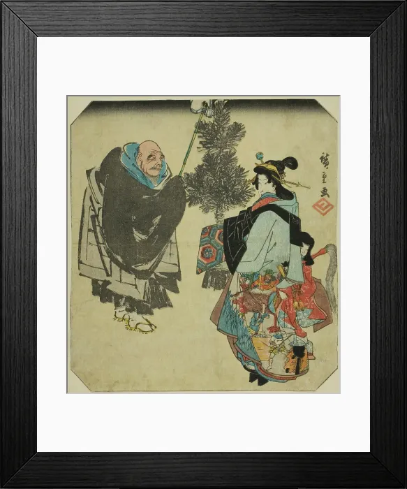 Framed Print : Seki: Priest Ikkyu and the Hell Courtesan, from the series Fifty-three Pairings for... c. 1845 / 46. Creator: Ando Hiroshige. Seki: Priest Ikkyu and the Hell Courtesan, from the series Fifty-three Pairings for... c. 1845 / 46 Framed Print : Seki: Priest Ikkyu and the Hell Courtesan, from the series Fifty-three Pairings for... c. 1845 / 46. Creator: Ando Hiroshige. Seki: Priest Ikkyu and the Hell Courtesan, from the series Fifty-three Pairings for... c. 1845 / 46
