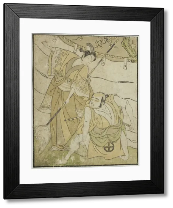Framed Print : The Actors Otani Tomoemon I as Emohei (right), and Sanogawa Ichimatsu II as Sanada Yoi... c. 1772. Creator: Shunsho Framed Print : The Actors Otani Tomoemon I as Emohei (right), and Sanogawa Ichimatsu II as Sanada Yoi... c. 1772. Creator: Shunsho