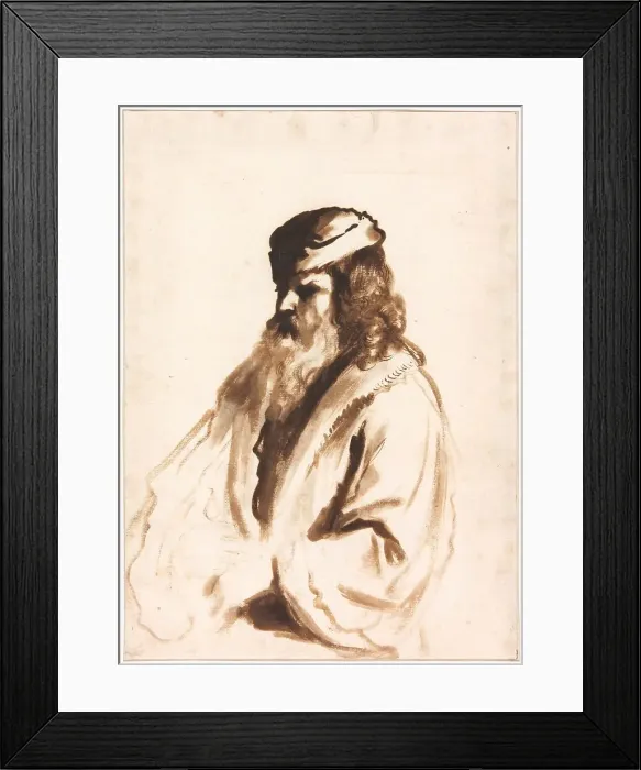 Framed Print : A Bearded Figure Wearing a Turban and Fur Coat, Half Length, Turned to the Right, c.1670. Creator: Gerbrand van den Eeckhout Framed Print : A Bearded Figure Wearing a Turban and Fur Coat, Half Length, Turned to the Right, c.1670. Creator: Gerbrand van den Eeckhout