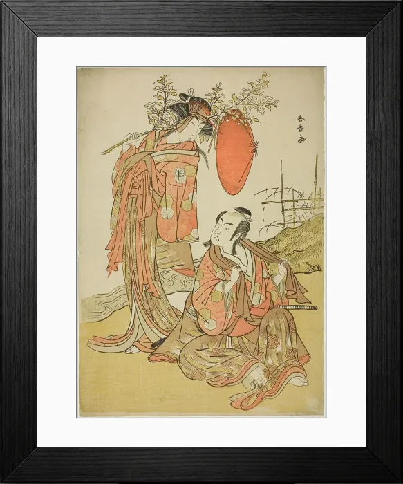 Framed Print : The Actors Ichikawa Monnosuke II and Segawa Kikunojo III as the Lovers Seijuro (right)... c. 1781. Creator: Shunsho Framed Print : The Actors Ichikawa Monnosuke II and Segawa Kikunojo III as the Lovers Seijuro (right)... c. 1781. Creator: Shunsho