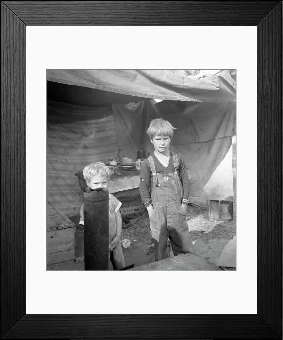Framed Print : Children of destitute family, American River camp, near Sacramento, California, 1936. Creator: Dorothea Lange Framed Print : Children of destitute family, American River camp, near Sacramento, California, 1936. Creator: Dorothea Lange