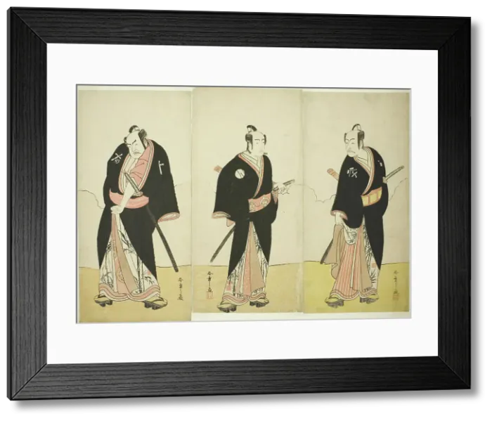Framed Print : The Actors Ichikawa Danjuro V as Gokuin Sen'emon (right), Bando Mitsugoro I as An no He... c. 1780. Creator: Shunsho Framed Print : The Actors Ichikawa Danjuro V as Gokuin Sen'emon (right), Bando Mitsugoro I as An no He... c. 1780. Creator: Shunsho
