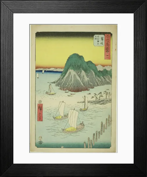 Framed Print : Maisaka: Ferryboats Crossing the Sea at Imagiri (Maisaka, Imagiri kaijo funewatashi), no.... 1855. Creator: Ando Hiroshige Framed Print : Maisaka: Ferryboats Crossing the Sea at Imagiri (Maisaka, Imagiri kaijo funewatashi), no.... 1855. Creator: Ando Hiroshige
