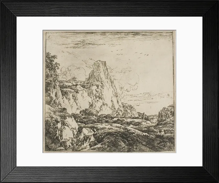 Framed Print : The Little Bridge near the Rock, from the series Set of Landscapes, n.d. Creator: Herman Naijwincx Framed Print : The Little Bridge near the Rock, from the series Set of Landscapes, n.d. Creator: Herman Naijwincx