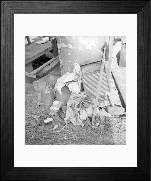 Framed Print : Dirty clothes and flies, American River camp, near Sacramento, California, 1936. Creator: Dorothea Lange Framed Print : Dirty clothes and flies, American River camp, near Sacramento, California, 1936. Creator: Dorothea Lange