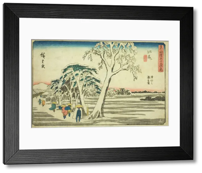 Framed Print : Ejiri: Distant View of Shimizu Harbor in Clear Weather after Snow (Ejiri, Shimizu no... c. 1841 / 44. Creator: Ando Hiroshige) Framed Print : Ejiri: Distant View of Shimizu Harbor in Clear Weather after Snow (Ejiri, Shimizu no... c. 1841 / 44. Creator: Ando Hiroshige)