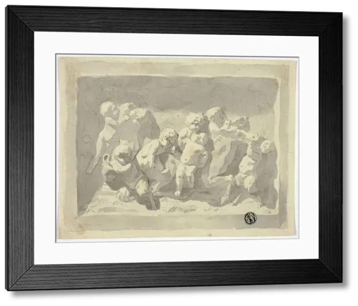 Framed Print : Baby Satyrs and Putti Playing with Donkey, n.d. Creator: Jacob de Wit Framed Print : Baby Satyrs and Putti Playing with Donkey, n.d. Creator: Jacob de Wit