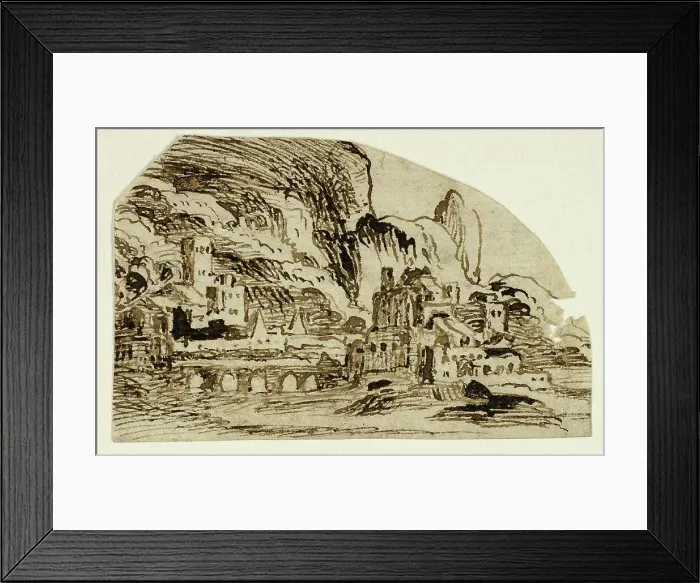 Framed Print : Citadel and Bridge in the Mountains, n.d. Creator: Unknown Framed Print : Citadel and Bridge in the Mountains, n.d. Creator: Unknown