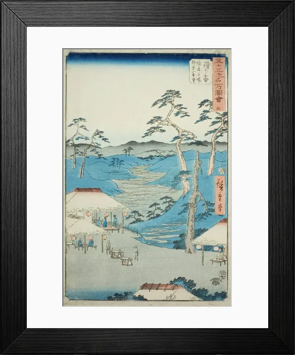 Framed Print : Hodogaya: Distant View of the Kamakura Mountains from the Rest House near the Boundary Tre... 1855. Creator: Ando Hiroshige Framed Print : Hodogaya: Distant View of the Kamakura Mountains from the Rest House near the Boundary Tre... 1855. Creator: Ando Hiroshige