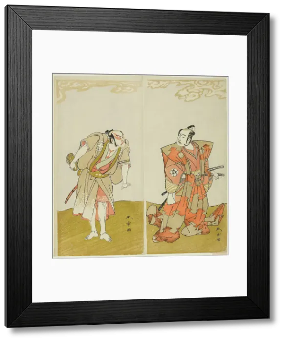 Framed Print : The Actors Bando Mitsugoro I as Hata no Kawakatsu (right), and Otani Hiroemon III as... c. 1773. Creator: Shunsho Framed Print : The Actors Bando Mitsugoro I as Hata no Kawakatsu (right), and Otani Hiroemon III as... c. 1773. Creator: Shunsho