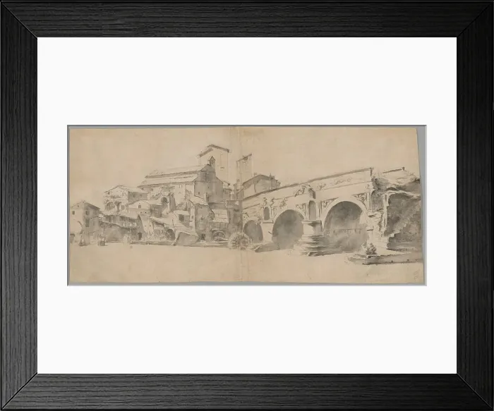 Framed Print : View of the Ponte Rotto, Rome, with Watermills, late 1630s. Creator: Jan Asselijin Framed Print : View of the Ponte Rotto, Rome, with Watermills, late 1630s. Creator: Jan Asselijin