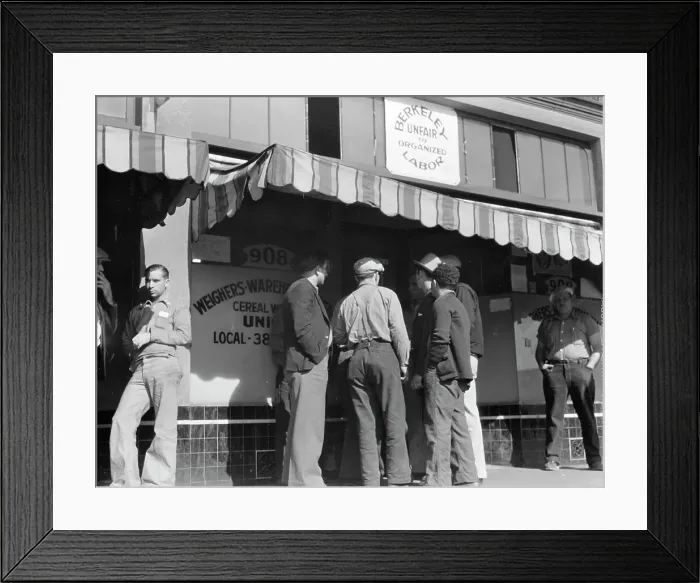 Framed Print : Weighers and warehousemens union headquarters, Oakland, California, 1936. Creator: Dorothea Lange Framed Print : Weighers and warehousemens union headquarters, Oakland, California, 1936. Creator: Dorothea Lange