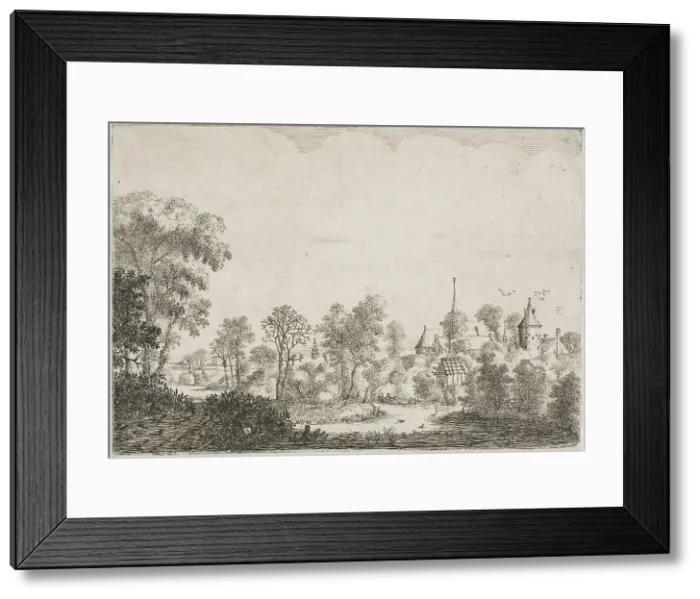 Framed Print : Landscape with a Man in a Boat, c.1645. Creator: Jan Brosterhuisen Framed Print : Landscape with a Man in a Boat, c.1645. Creator: Jan Brosterhuisen