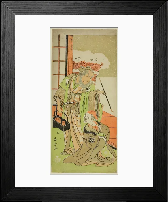Framed Print : The Actors Nakamura Utaemon I as Karashi Baba (right), and Ichikawa Danjuro IV as Sansh... c. 1769. Creator: Shunsho Framed Print : The Actors Nakamura Utaemon I as Karashi Baba (right), and Ichikawa Danjuro IV as Sansh... c. 1769. Creator: Shunsho