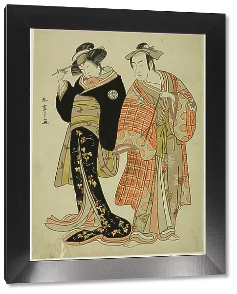 The Actors Matsumoto Koshiro IV and Segawa Kikunojo III as the Lovers Choemon (right)... c. 1781. Creator: Shunsho