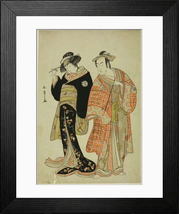 Framed Print : The Actors Matsumoto Koshiro IV and Segawa Kikunojo III as the Lovers Choemon (right)... c. 1781. Creator: Shunsho Framed Print : The Actors Matsumoto Koshiro IV and Segawa Kikunojo III as the Lovers Choemon (right)... c. 1781. Creator: Shunsho