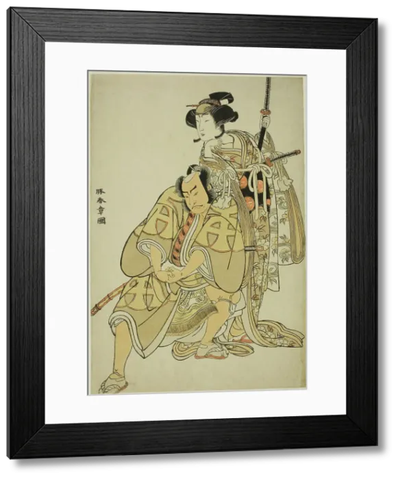 Framed Print : The Actors Nakamura Nakazo I as Hata Rokurozaemon Disguised as the Samurai's Manservant... c. 1776. Creator: Shunsho Framed Print : The Actors Nakamura Nakazo I as Hata Rokurozaemon Disguised as the Samurai's Manservant... c. 1776. Creator: Shunsho