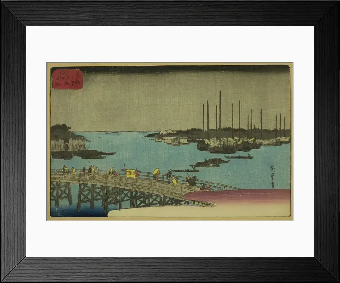 Framed Print : Fishing Boats near Eitai Bridge in Tsukuda Bay (Eitaibashi Tsukuda oki isaribune)... c. 1852 / 58. Creator: Ando Hiroshige Framed Print : Fishing Boats near Eitai Bridge in Tsukuda Bay (Eitaibashi Tsukuda oki isaribune)... c. 1852 / 58. Creator: Ando Hiroshige