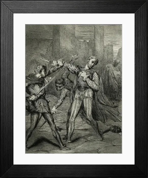Framed Print : Villain, Thou Diest, plate ten from Othello, 1844. Creator: Theodore Chasseriau Framed Print : Villain, Thou Diest, plate ten from Othello, 1844. Creator: Theodore Chasseriau