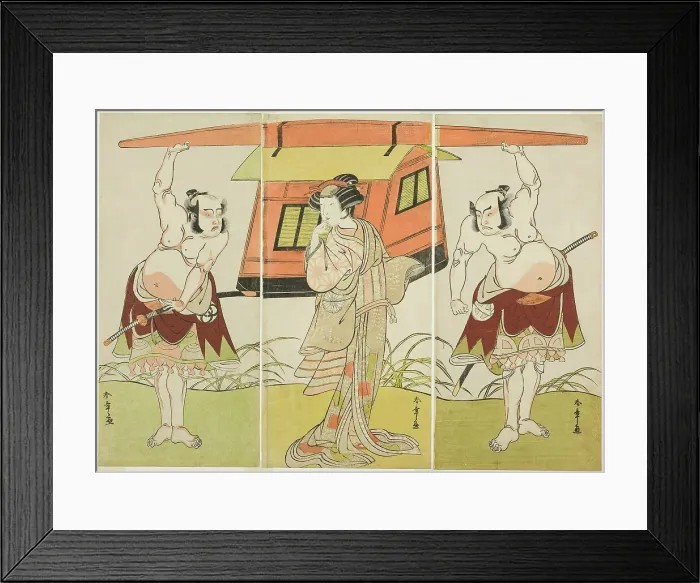 Framed Print : The Actors Otani Hiroji III as Yokambei (right), Nakamura Tomijuro I as Kuzunoha (ce... c. 1776. Creator: Shunsho) Framed Print : The Actors Otani Hiroji III as Yokambei (right), Nakamura Tomijuro I as Kuzunoha (ce... c. 1776. Creator: Shunsho)