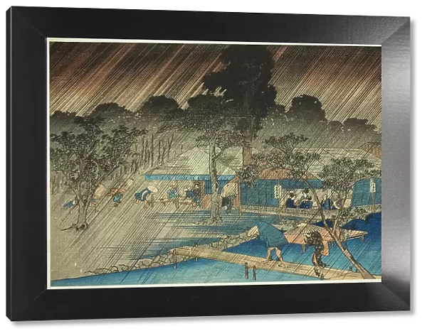 Evening Shower at the Bank of Tadasu River (Tadasugawara no yudachi), from the series... c. 1834. Creator: Ando Hiroshige