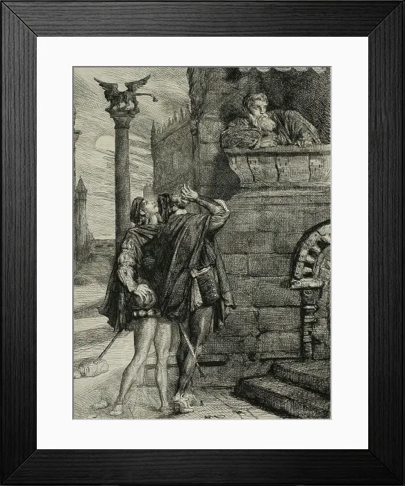 Framed Print : Owake! what ho! Brabantio! thieves! thieves!, plate one from Othello, 1844. Creator: Theodore Chasseriau Framed Print : Owake! what ho! Brabantio! thieves! thieves!, plate one from Othello, 1844. Creator: Theodore Chasseriau