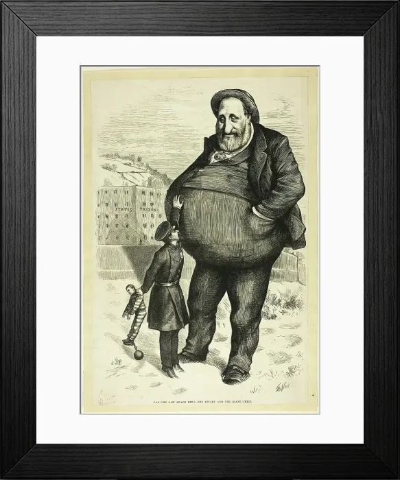 Framed Print : Can the Law Reach Him?, n.d. Creator: Thomas Nast Framed Print : Can the Law Reach Him?, n.d. Creator: Thomas Nast