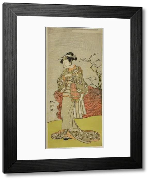 Framed Print : The Actor Yamashita Kinsaku II as Osaku (?) in the Play Onna Aruji Hatsuyuki no Sekai... c. 1773. Creator: Shunsho Framed Print : The Actor Yamashita Kinsaku II as Osaku (?) in the Play Onna Aruji Hatsuyuki no Sekai... c. 1773. Creator: Shunsho