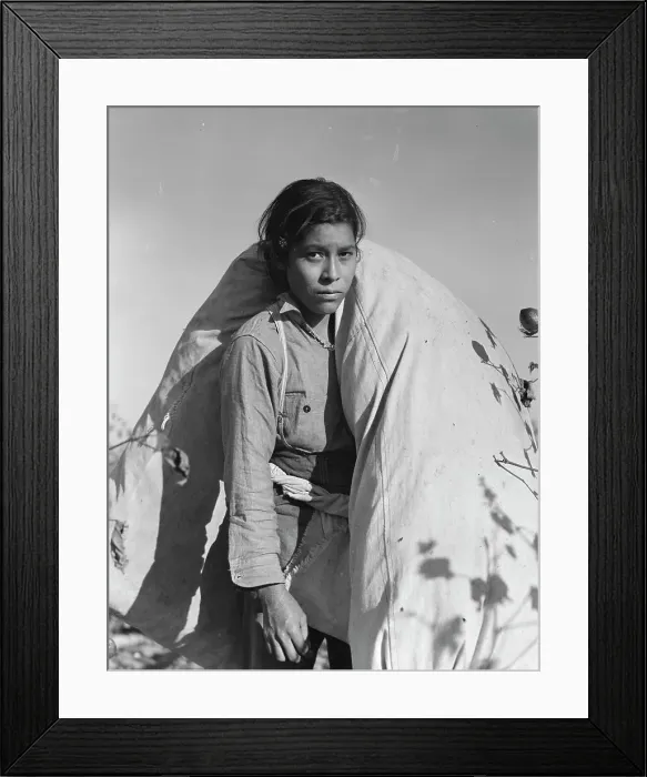 Framed Print : Mexican cotton picker, Southern San Joaquin Valley, California, 1936. Creator: Dorothea Lange Framed Print : Mexican cotton picker, Southern San Joaquin Valley, California, 1936. Creator: Dorothea Lange