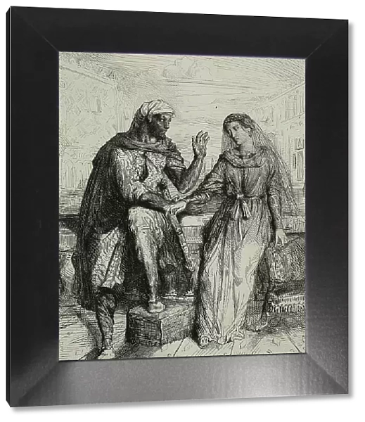She Thank'd Me, plate two from Othello, 1844. Creator: Theodore Chasseriau