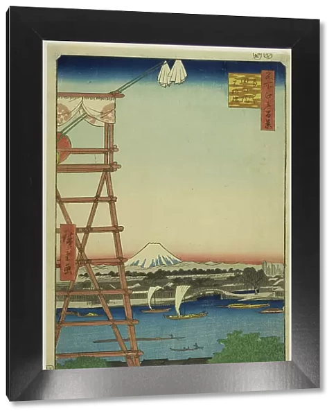 Ryogoku Ekoin and Moto-Yanagi Bridge (Ryogoku Ekoin Moto-Yanagibashi), from the series... 1857. Creator: Ando Hiroshige