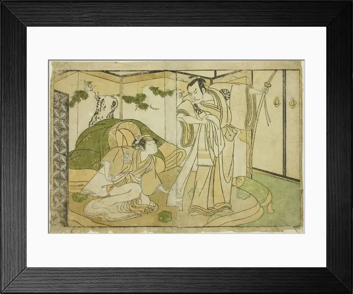 Framed Print : The Actors Nakamura Nakazo I as Taira no Kiyomori (right), and Yamashita Kinsaku II as... c. 1772. Creator: Shunsho Framed Print : The Actors Nakamura Nakazo I as Taira no Kiyomori (right), and Yamashita Kinsaku II as... c. 1772. Creator: Shunsho